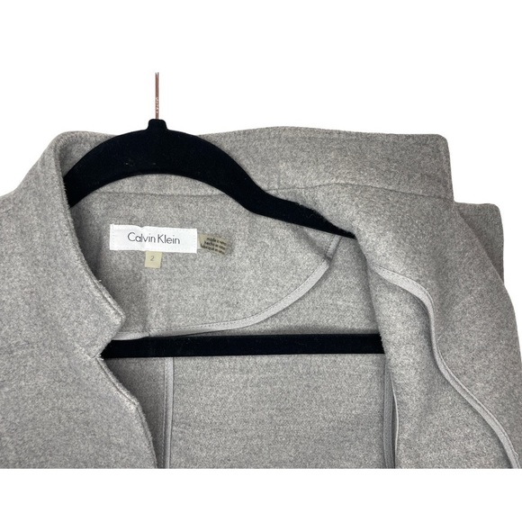 Calvin Klein Sleeveless Open Front Long Vest Light Gray Size 2 - Picture 3 of 5